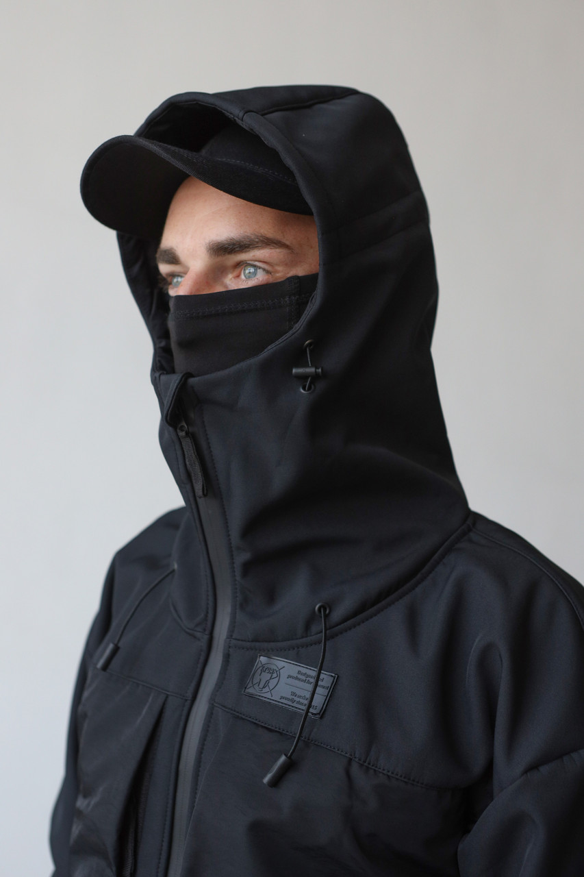 Демисезонная куртка из софтшела мужская черная бренд ТУР модель Онага размер S, M, L, XL TURWEAR - Фото 7