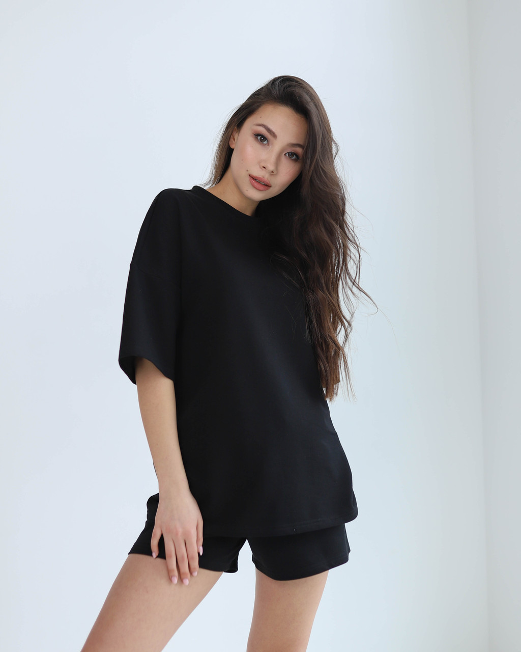 Літній комплект футболка і шорти жіночий чорний оверсайз модель Мія від бренду Тур, розміри: S, M, L TURWEAR - Фото 6