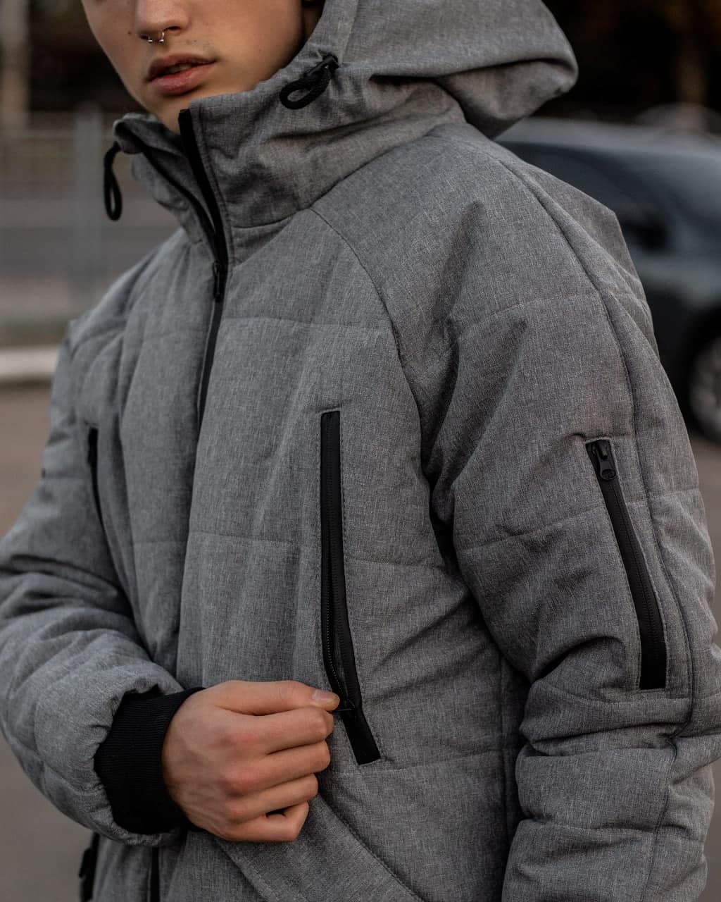 Чоловіча зимова курточка Haipp Stark сірого кольору тепла - Фото 4