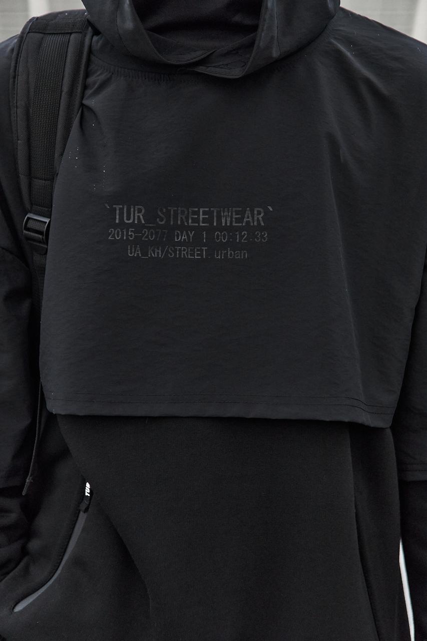 Худи-пончо мужской черный от бренда ТУР модель Ганрю TURWEAR - Фото 4
