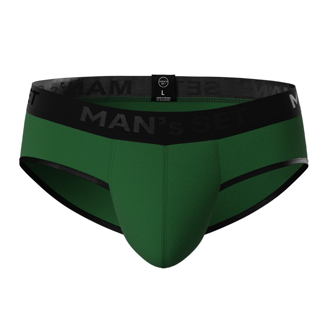Мужские анатомические слипы из хлопка, Anatomic Slips Black Series, тёмно-зелёный MansSet