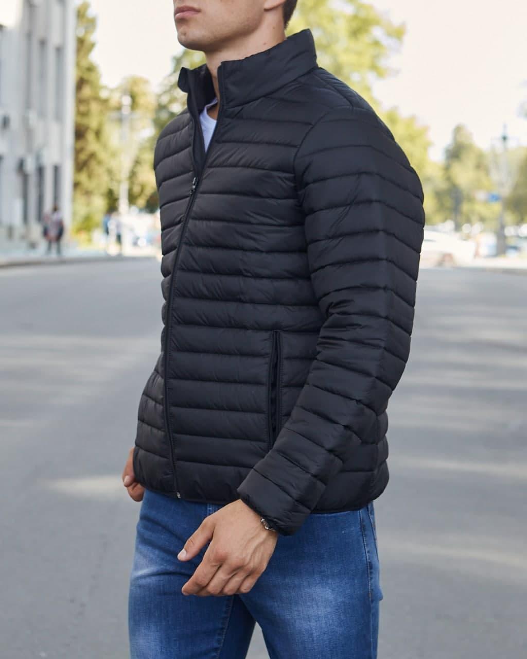 Весняна куртка стеганная чоловіча чорна бренд ТУР модель Класік - Фото 6