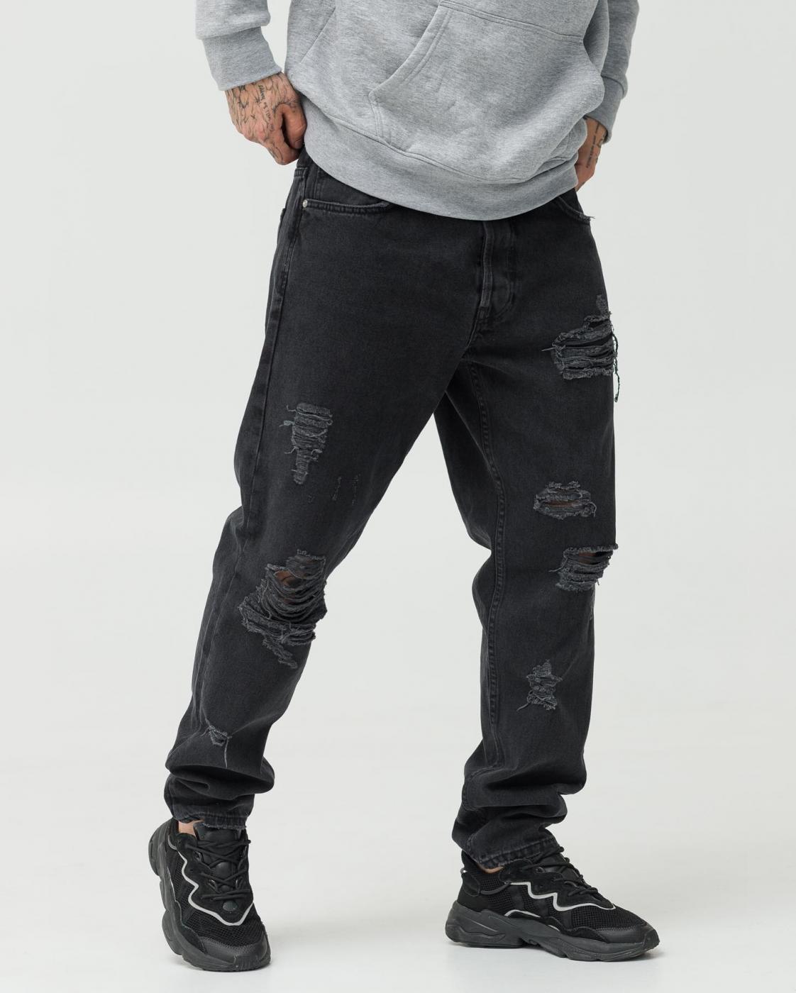 Чорні джинси базові BEZET з порізами