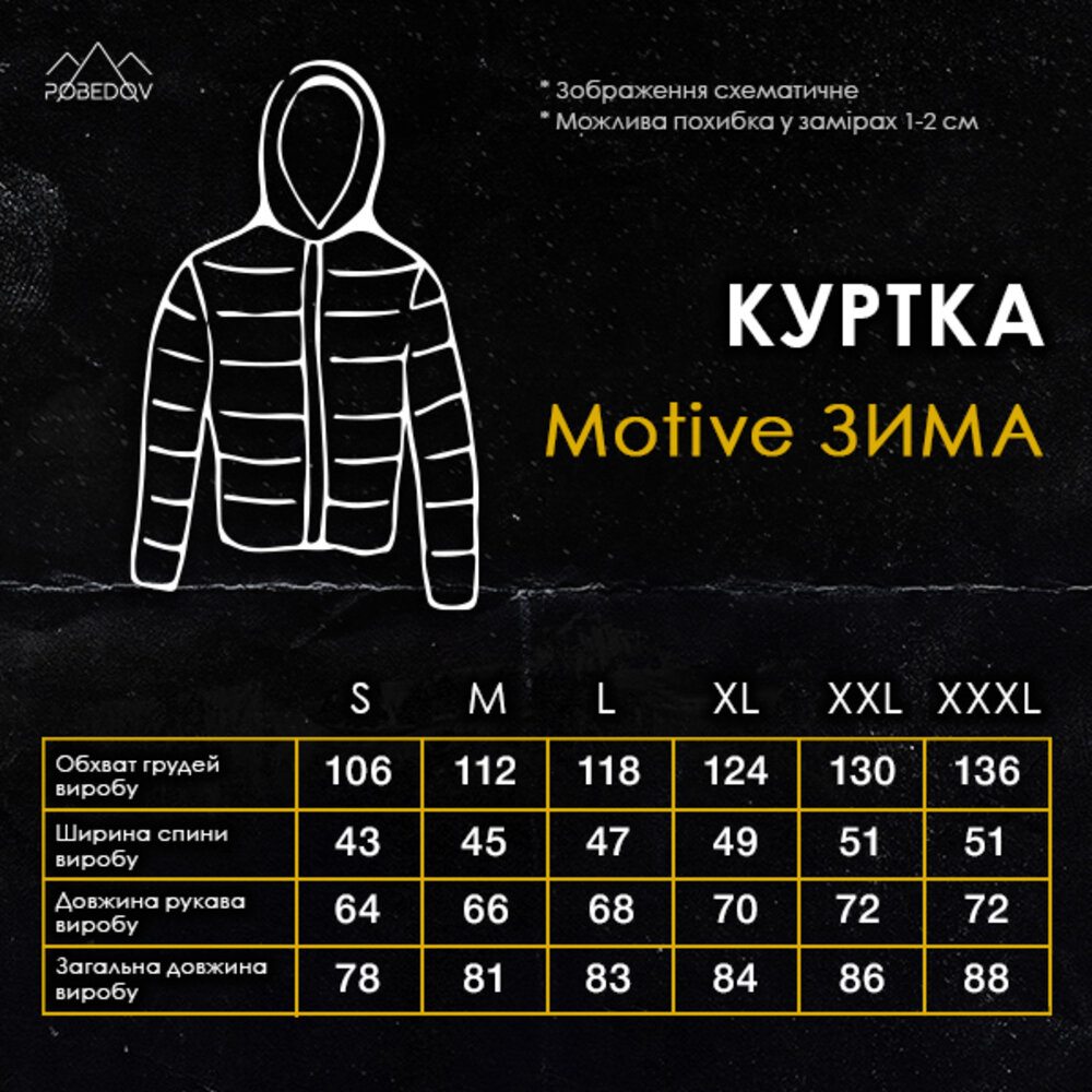 Чоловіча зимова куртка з капюшоном Pobedov Winter Jacket Motive ЗИМА POBEDOV - Фото 3