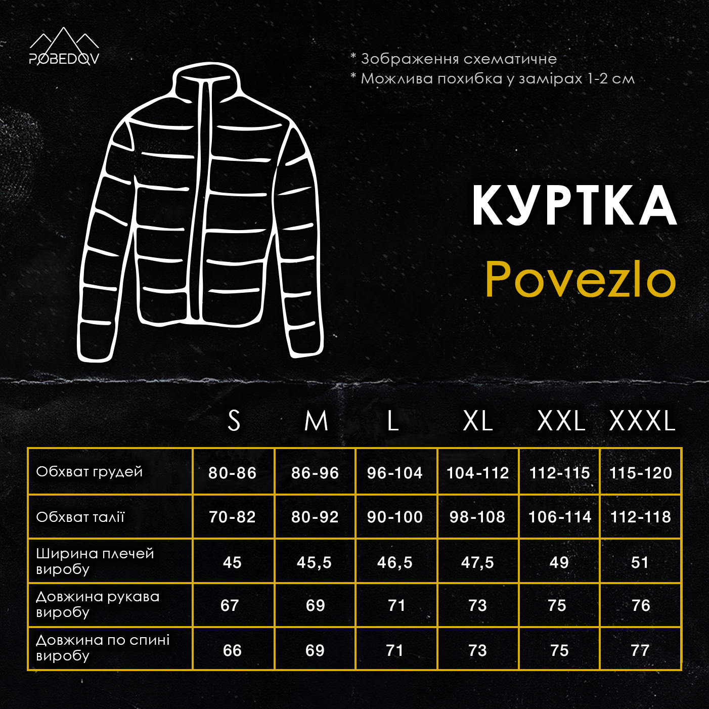 Чоловіча куртка бомбер на блискавці чорна Pobedov Povezlo POBEDOV - Фото 2