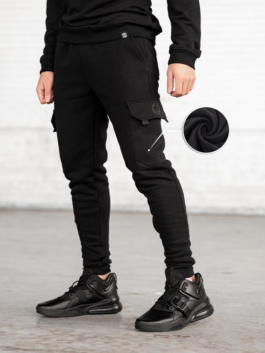 Теплые спортивные карго штаны BEZET Basic black'20