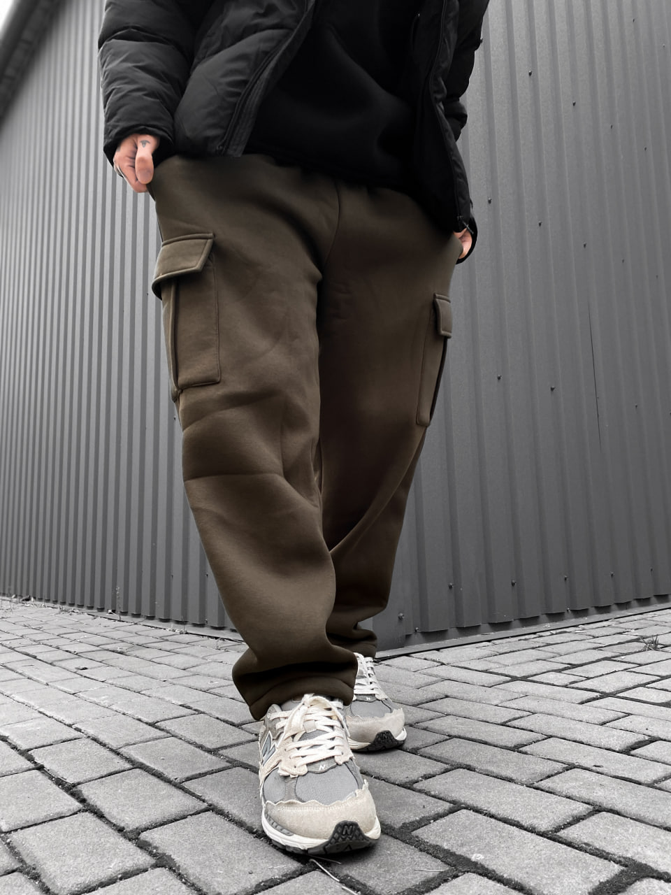 Чоловічі теплі спортивні штани з начосом Reload Active хакі/ Трикотажні штани флісові з карманами