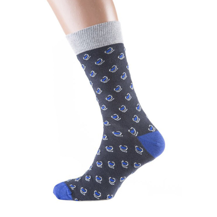 Шкарпетки чоловічі кольорові з бавовни, темно-синій з малюнком MansSet