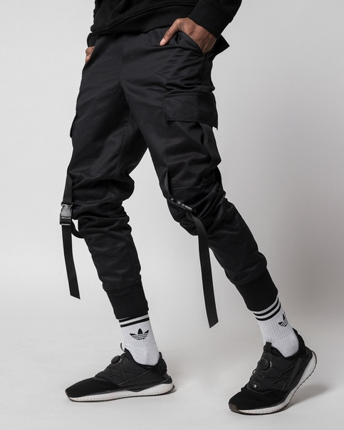Зауженные карго штаны черные мужские от бренда ТУР Есимицу (Yoshimitsu) TURWEAR