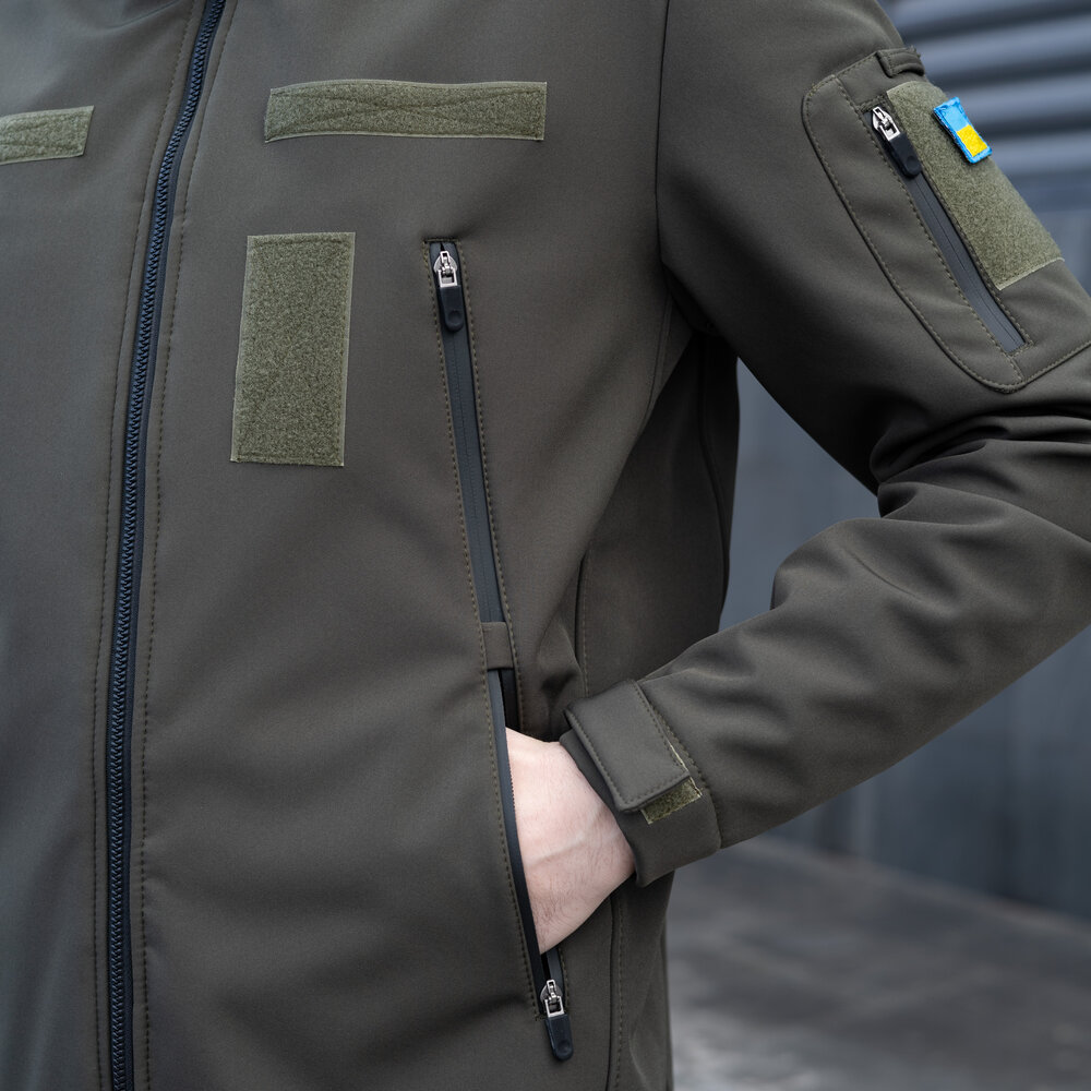 Куртка чоловіча демісезонна з капюшоном хакі Pobedov Motive з липучками POBEDOV - Фото 7