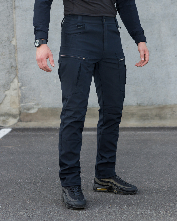 Зимові брюки карго тактичні Softshell BEZET Ешелон сині - Фото 6