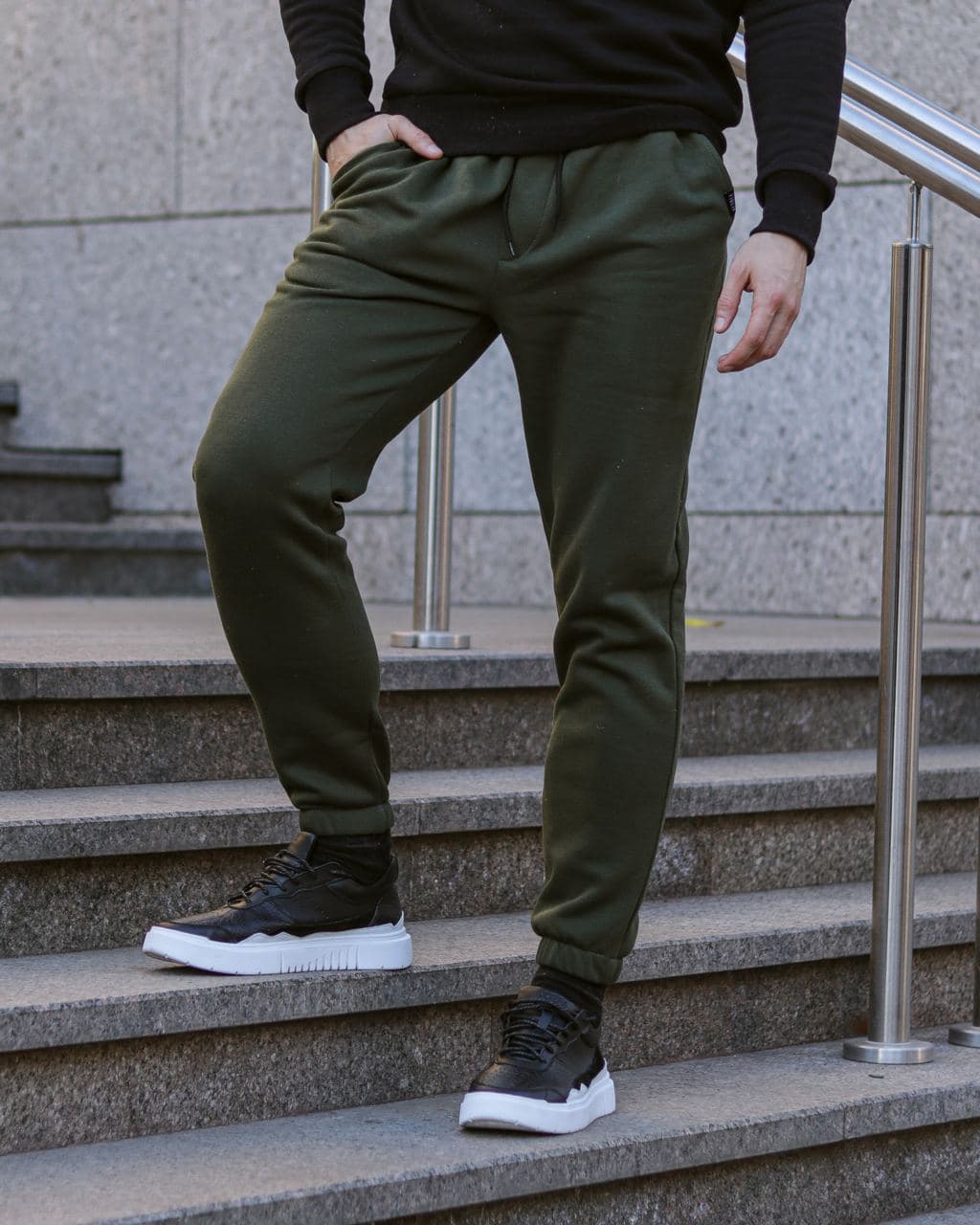 Чоловічі теплі спортивні штани з начосом Reload Cold графіт/ Трикотажні штани флісові демісезон