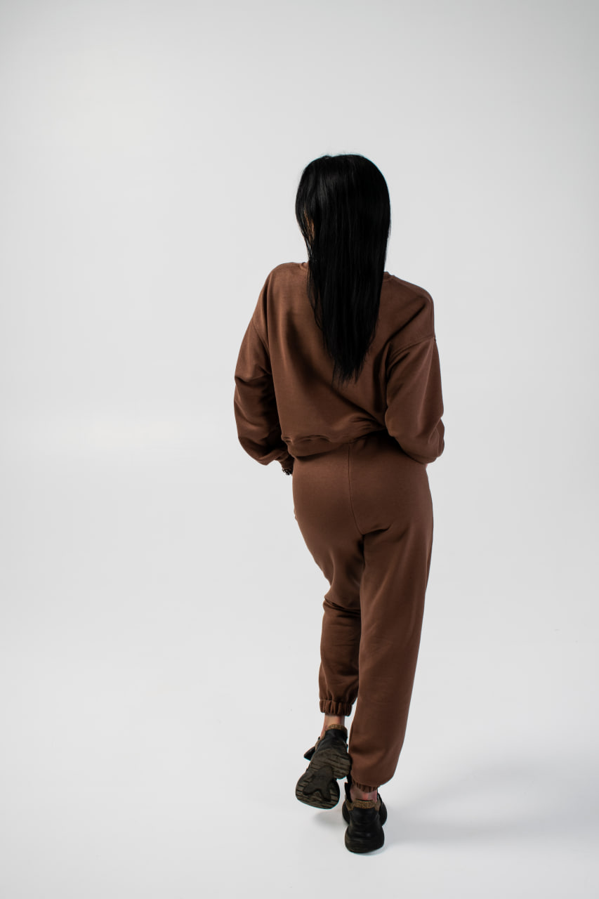 Женский спортивный костюм Crop Reload коричневый  - Фото 3