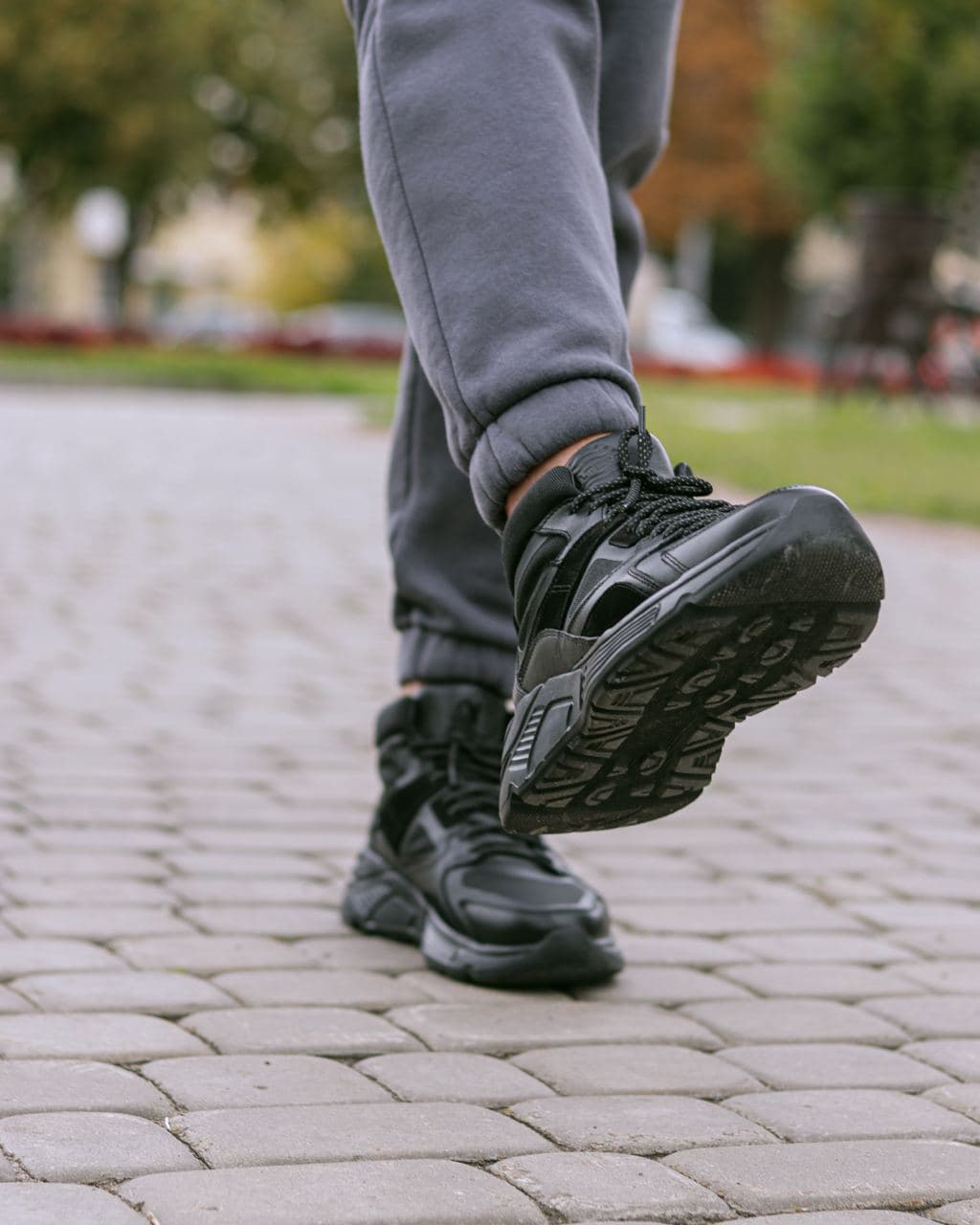 Мужские зимние кроссовки кожаные (ботинки) черные Protect - Фото 5