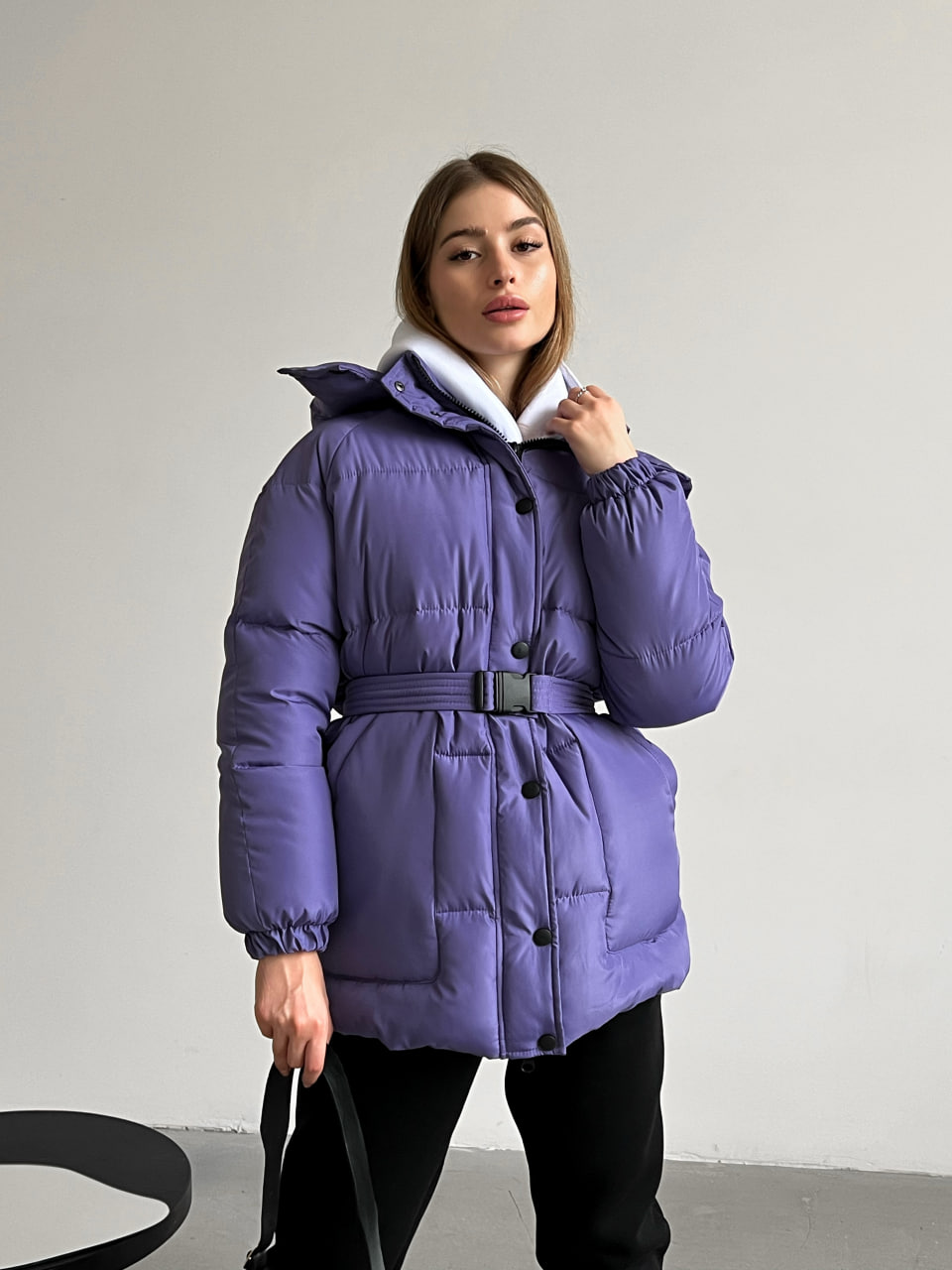 Женская зимняя куртка-пуховик Reload Elly фиолетовая / Зимний короткий пуховик оверсайз стильный теплый