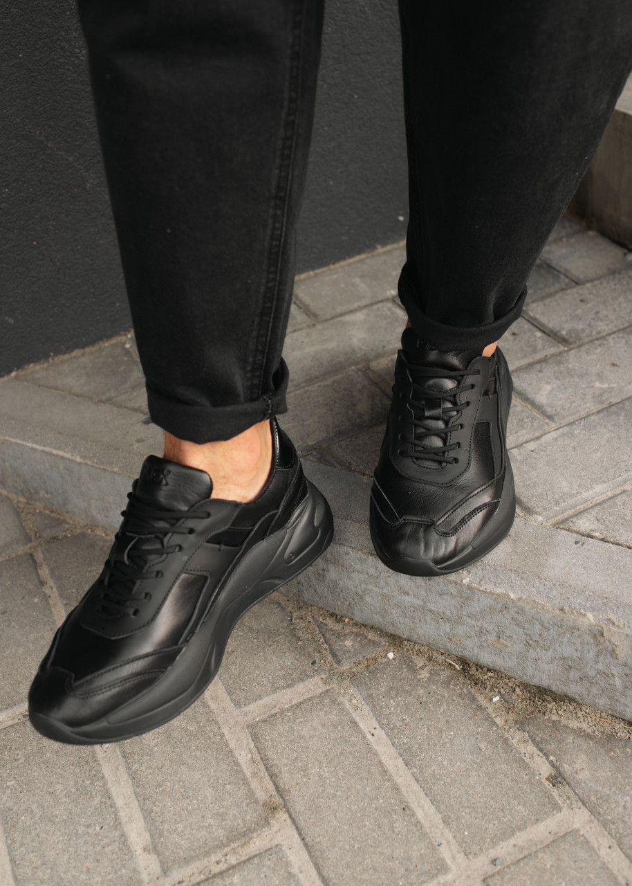 Кросівки чоловічі натуральна шкіра, чорні, модель Ігніс TURWEAR - Фото 2