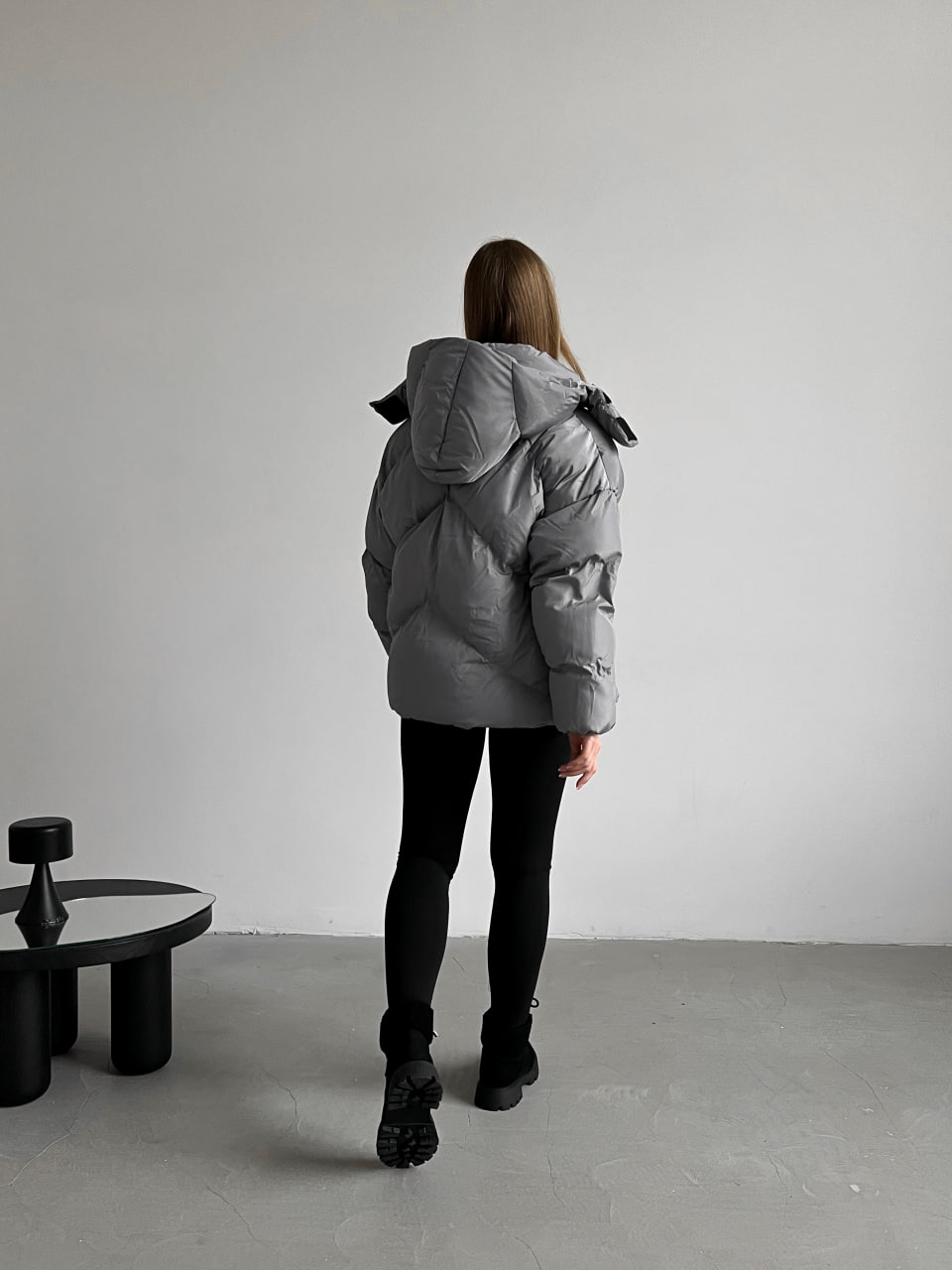 Женская зимняя куртка пуховик оверсайз Reload - Quadro W темно-серая - Фото 5