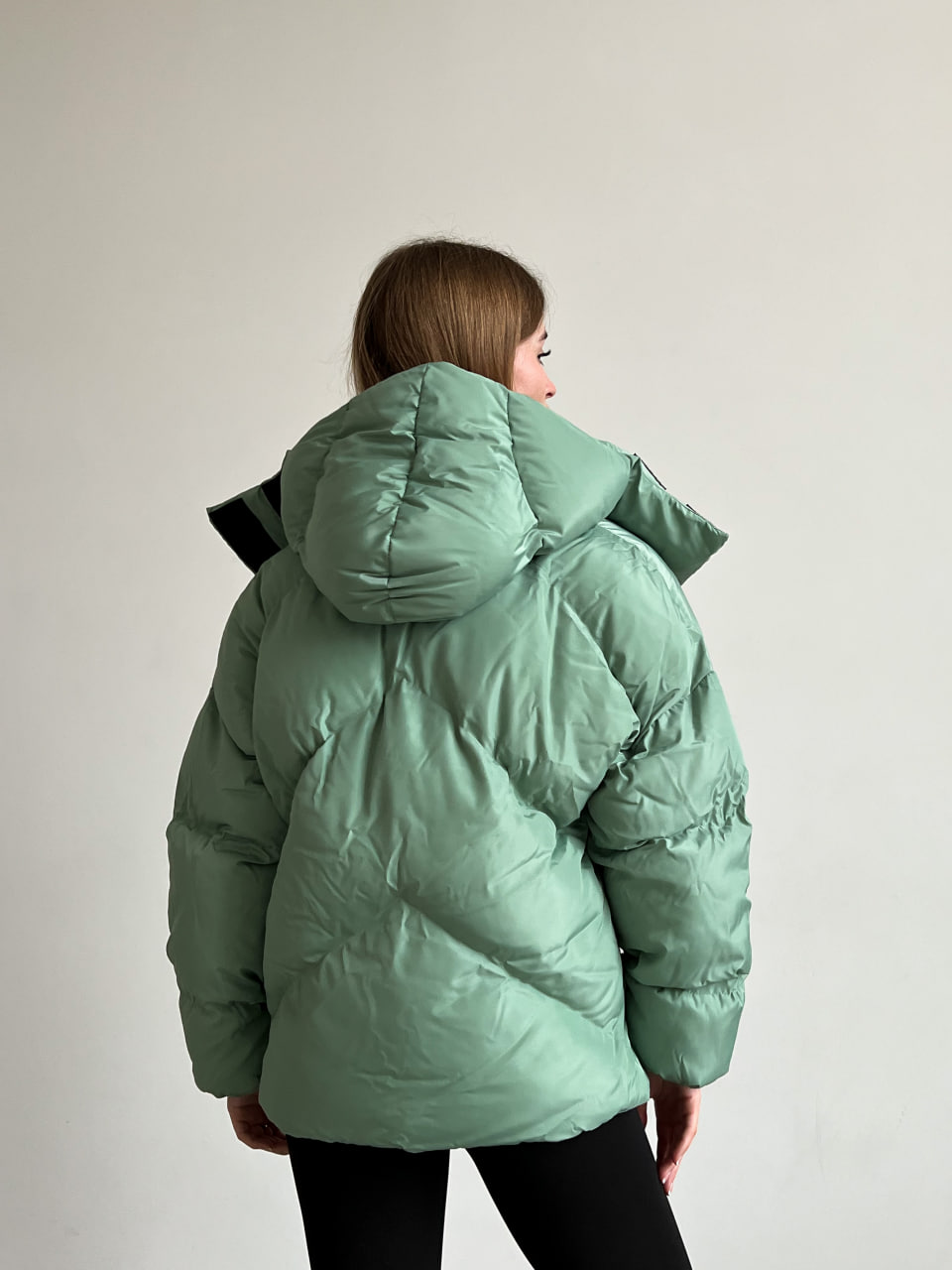 Женская зимняя куртка пуховик оверсайз Reload - Quadro W мятная - Фото 6