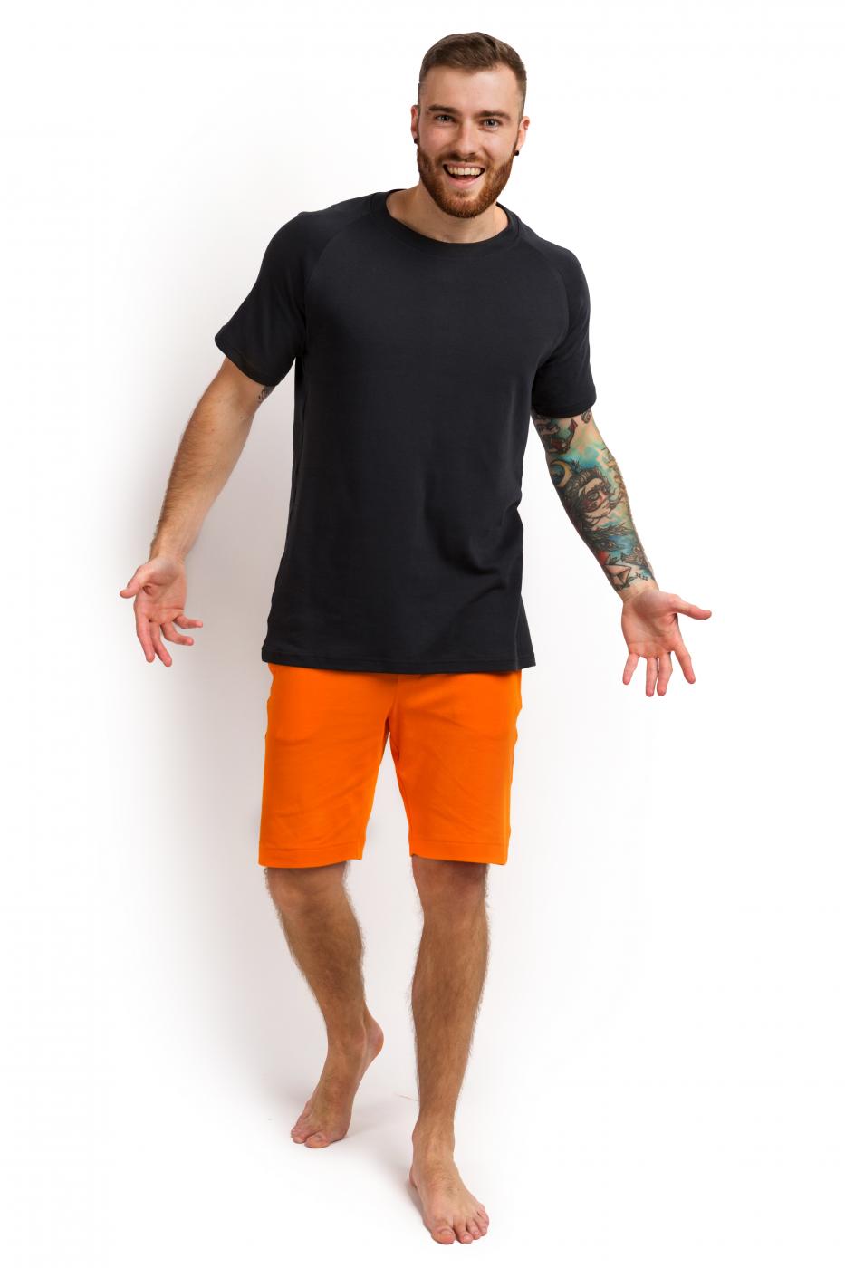Пижама мужская (футболка і шорти) графітовий з помаранчевим MansSet - Фото 2