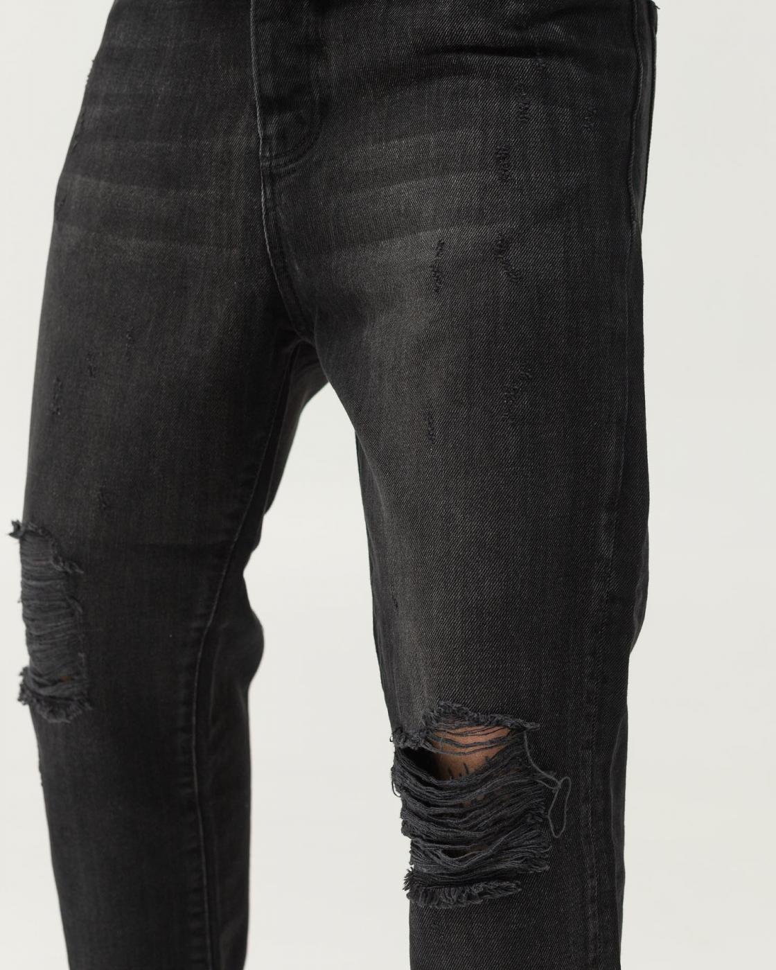 Базовые черные джинсы BEZET Basic с перфорацией - Фото 2
