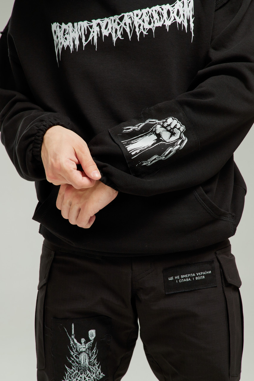 Худі чоловічий чорний з принтами від бренду ТУР модель Фрідом розмір S, M, L TURWEAR - Фото 3