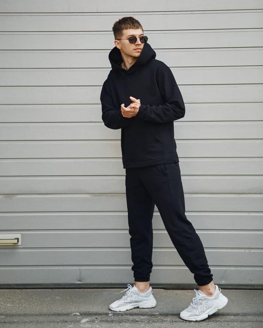 Зимові спортивні штани чоловічі завужені ФЛІС меланж чорний від бренду ТУР - Фото 3