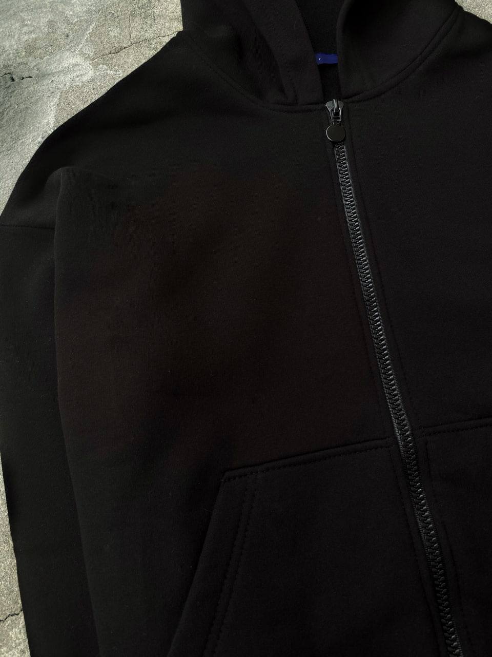 Спортивний костюм Зіп худі+штани чорний ФЛІС - Фото 3