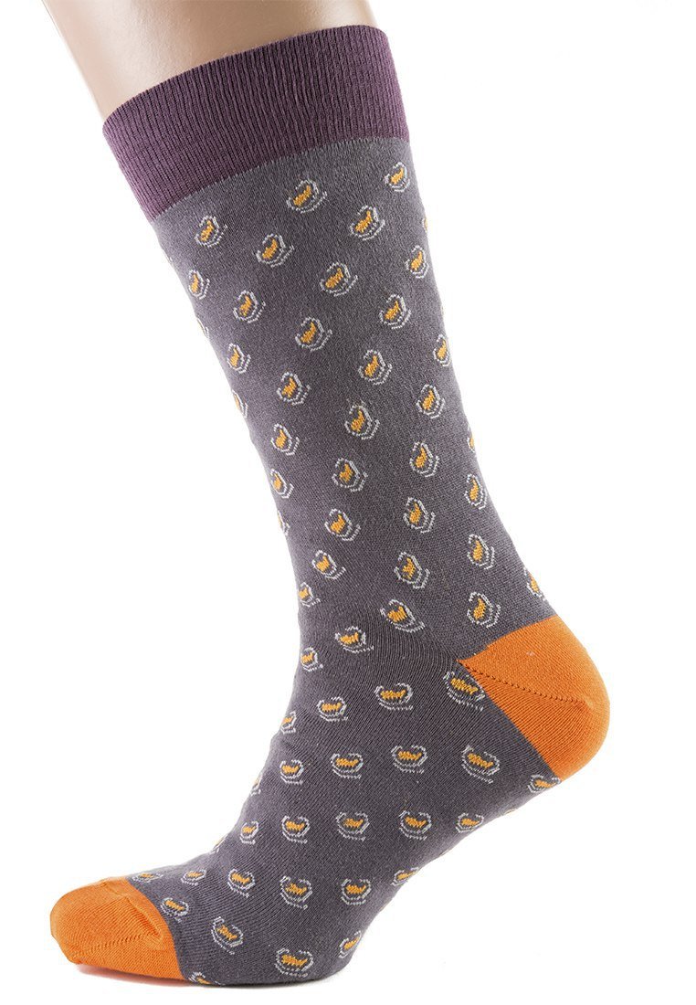 Шкарпетки чоловічі кольорові з бавовни, сірий з малюнком MansSet