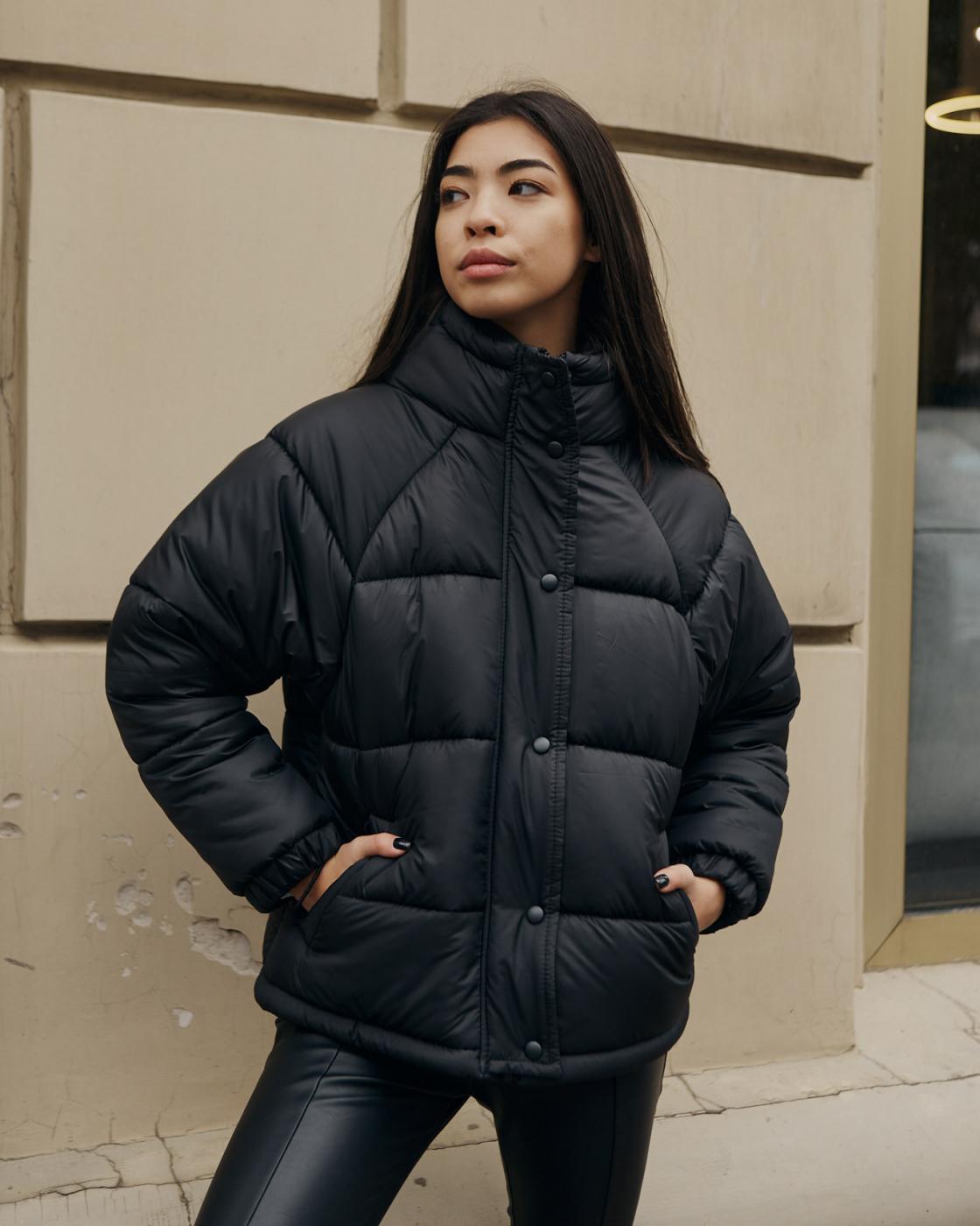 Куртка женская оверсайз черная от бренда ТУР модель Сара 