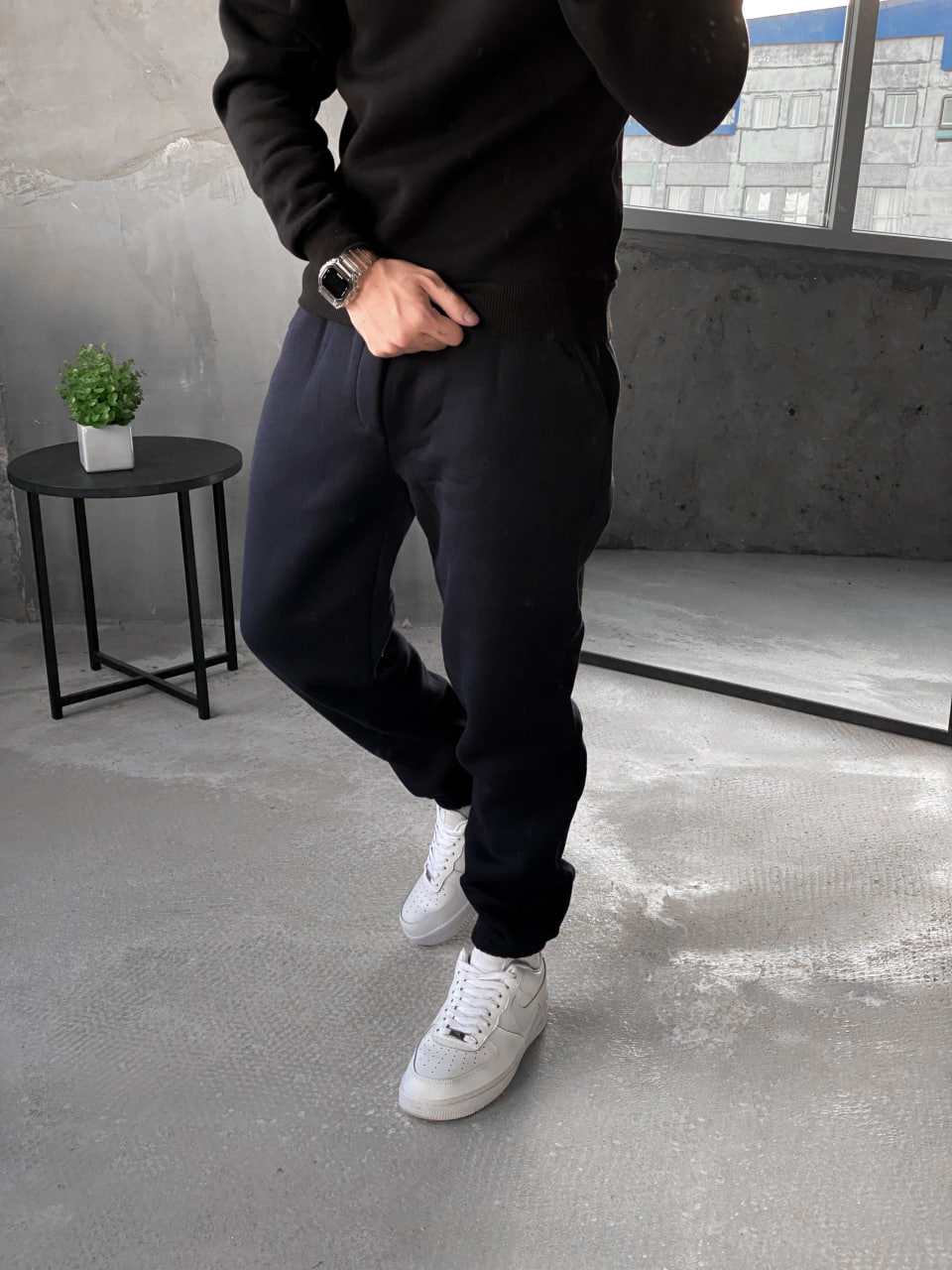 Чоловічі теплі спортивні штани з начосом Reload Cold темносиній / Трикотажні штани флісові демісезон - Фото 5