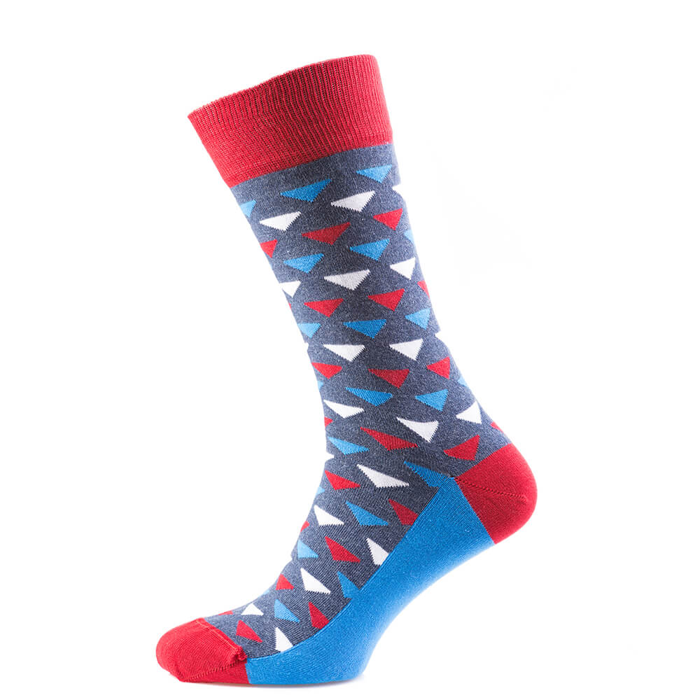 Шкарпетки чоловічі кольорові з бавовни, синьо-червоний трикутник MansSet