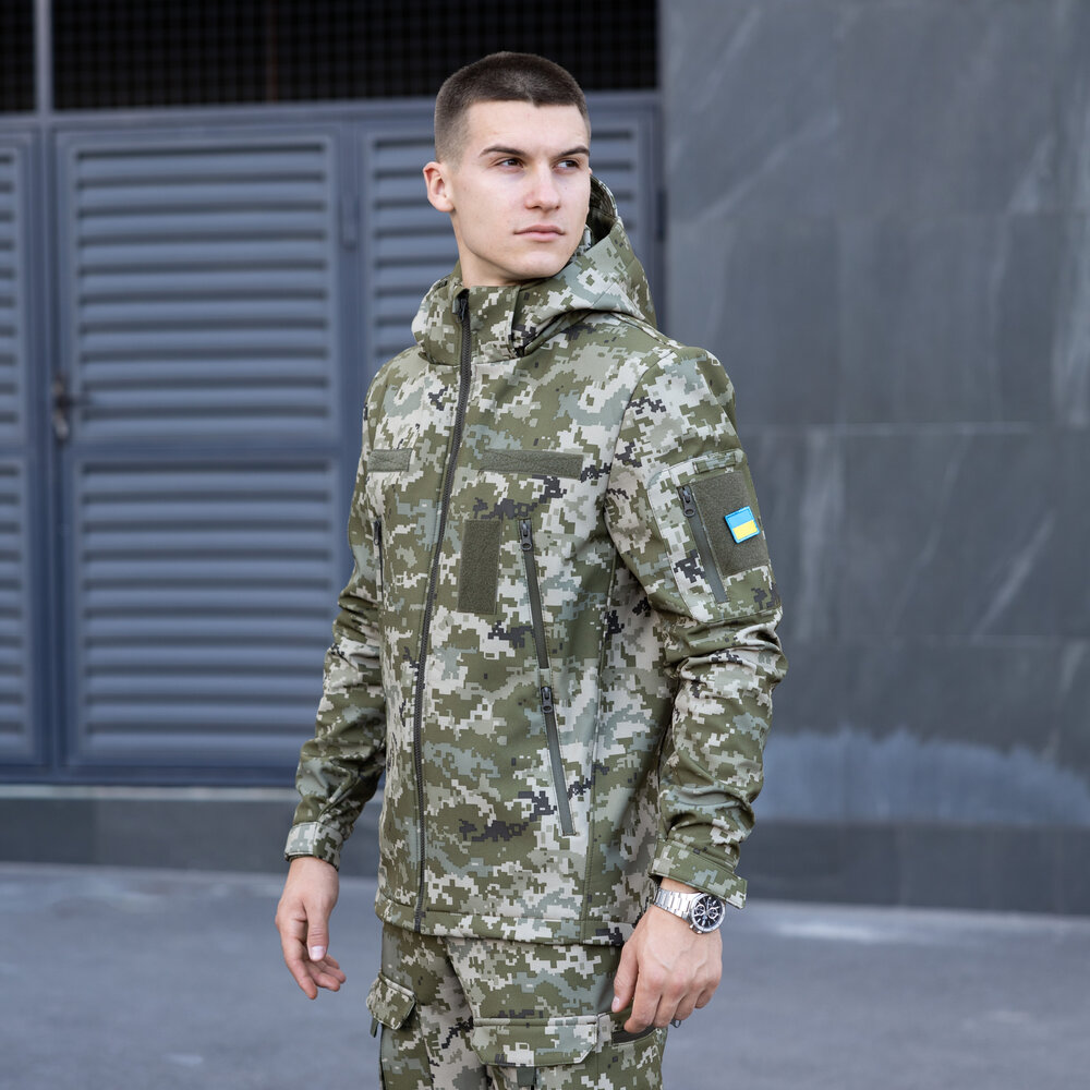 Куртка чоловіча демісезонна з капюшоном Піксель Pobedov Motive з липучками POBEDOV - Фото 5