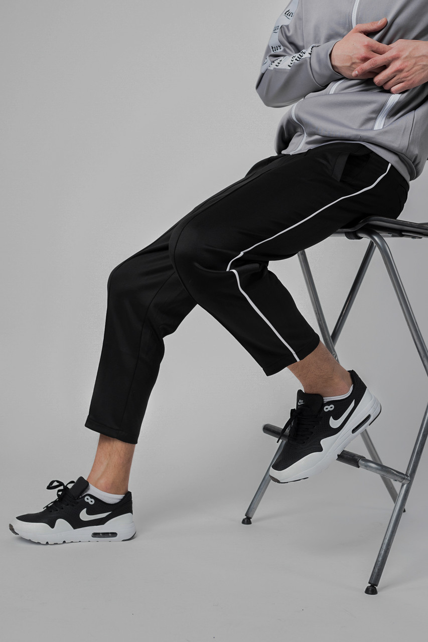 Спортивные штаны с полосками мужские черные от бренда ТУР модель Кейдж (Cage) TURWEAR - Фото 4