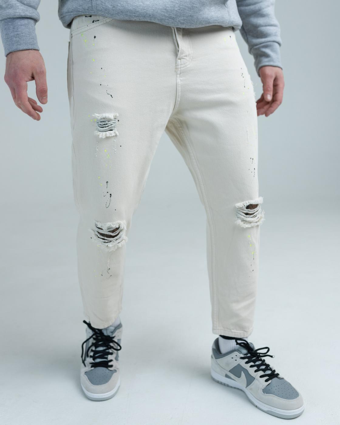 Білі джинси BEZET дизайнерські з перфорацією