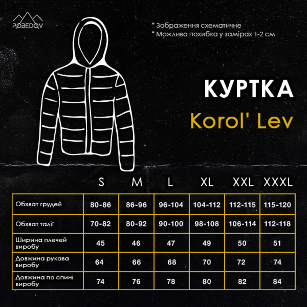 Куртка чоловіча демісезонна з капюшоном чорно-сіра Pobedov Korol' Lev POBEDOV - Фото 6