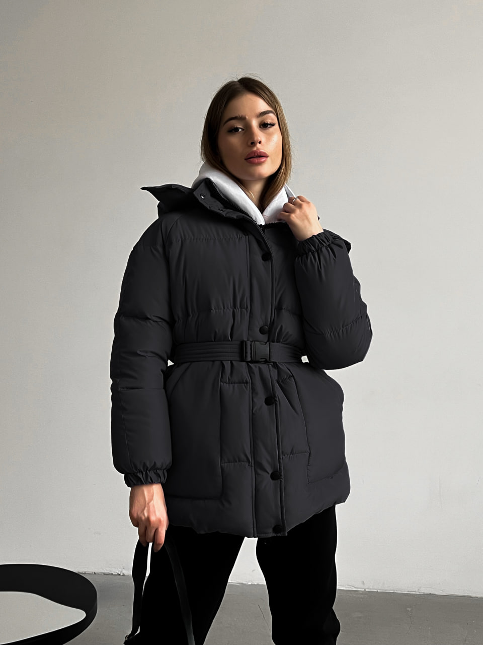 Жіноча зимова куртка-пуховик Reload Elly чорна / Зимовий пуховик оверсайз стильний теплий - Фото 2