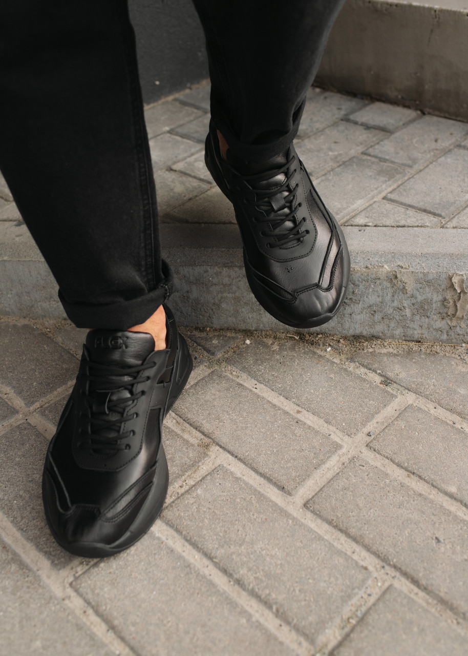 Кросівки чоловічі натуральна шкіра, чорні, модель Ігніс TURWEAR - Фото 3