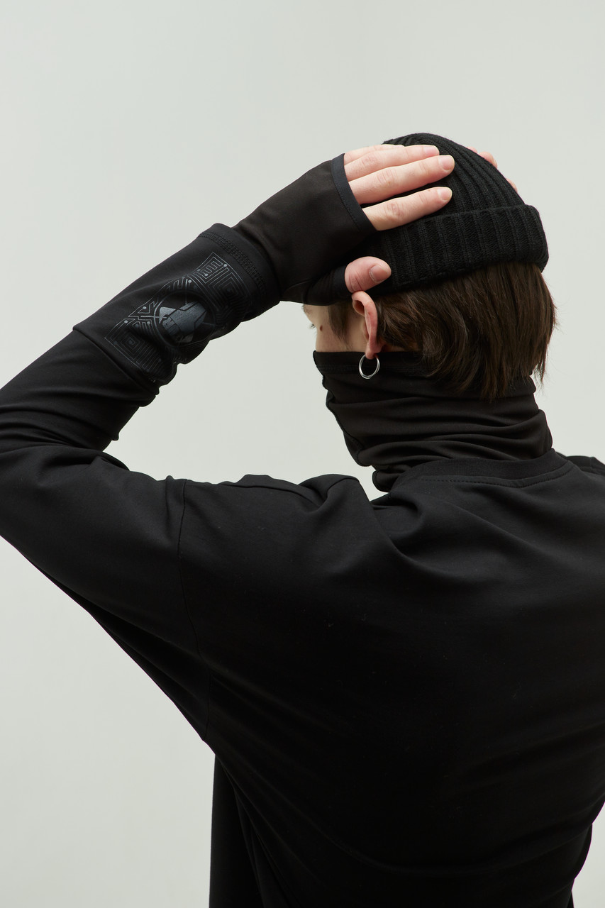 Чоловічий лонгслів чорний з принтом від бренду ТУР модель Амфібія TURWEAR - Фото 4