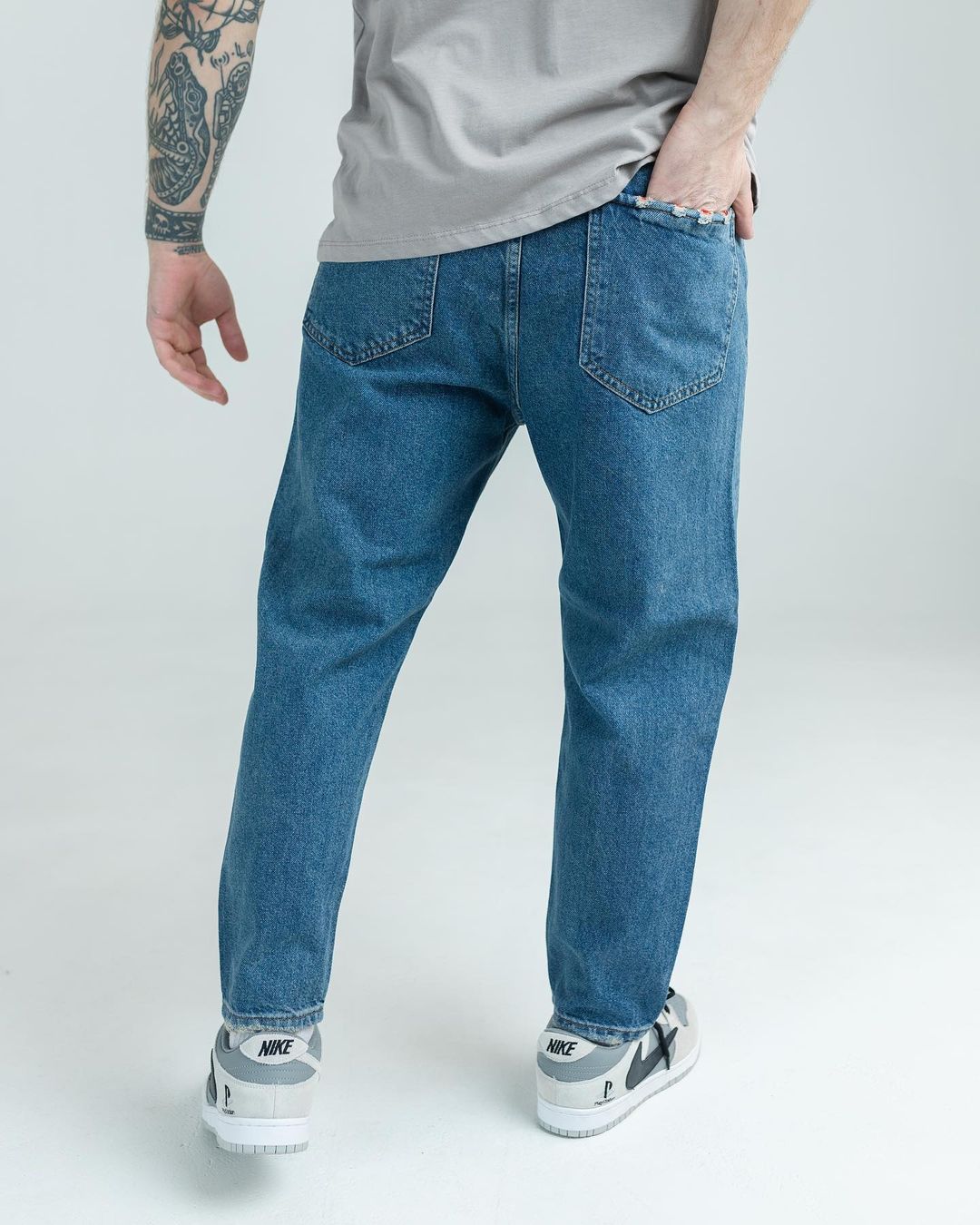 Блакитні чоловічі джинси бойфренди BEZET PATCHED - Фото 3