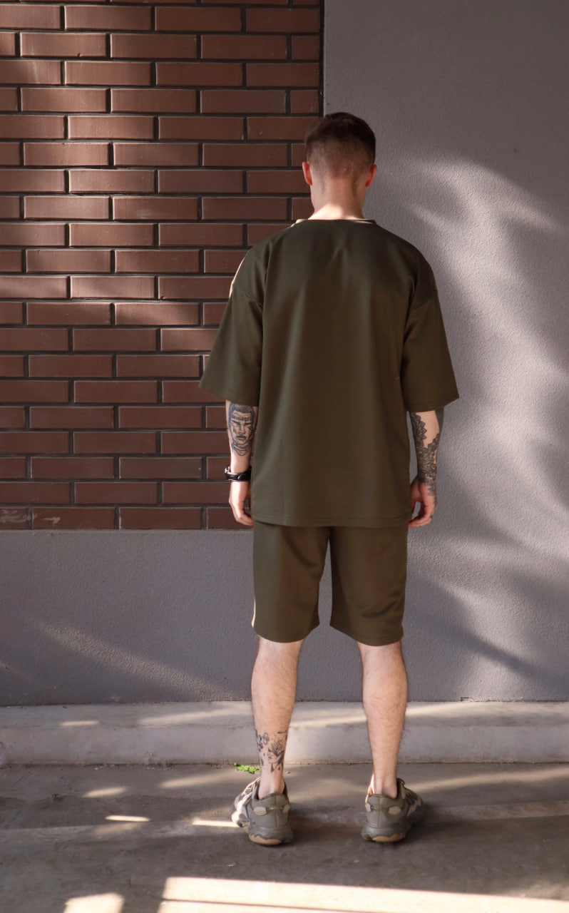 Чоловічий літній комплект футболки та шорти Reload TOM однотонний хакі - Фото 2