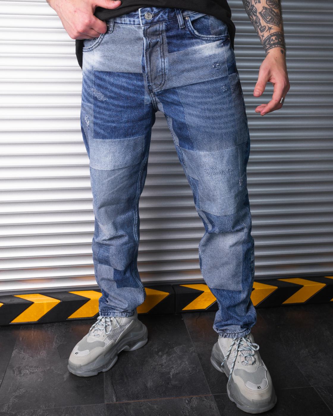 Мужские джинсы широкие BEZET с принтом - Фото 2