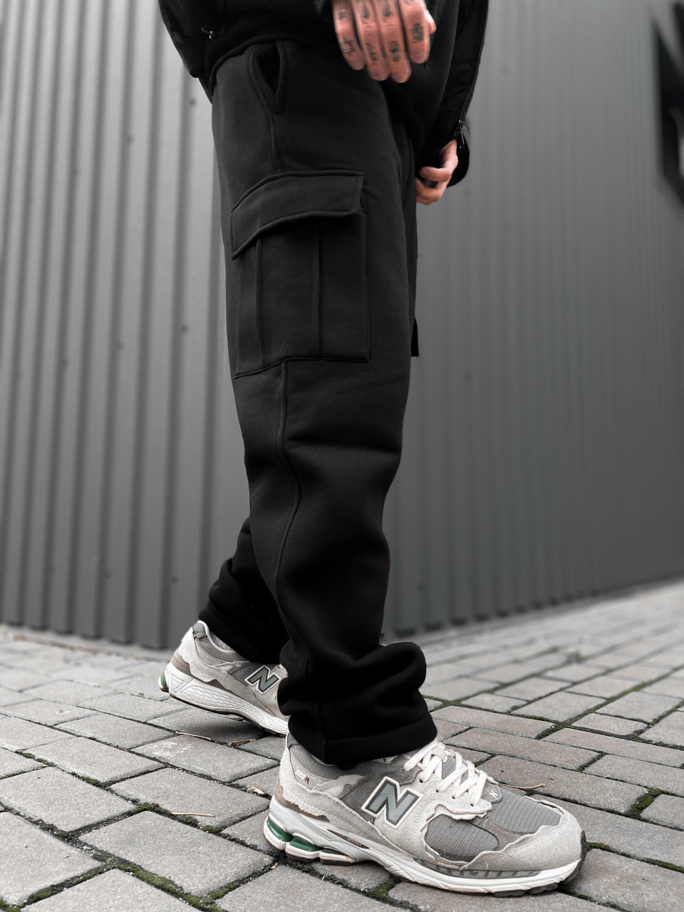 Чоловічі теплі спортивні штани з начосом Reload Active чорні/ Трикотажні штани флісові з карманами - Фото 3