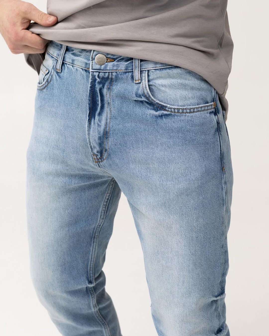 Мужские голубые джинсы BEZET базовые - Фото 4