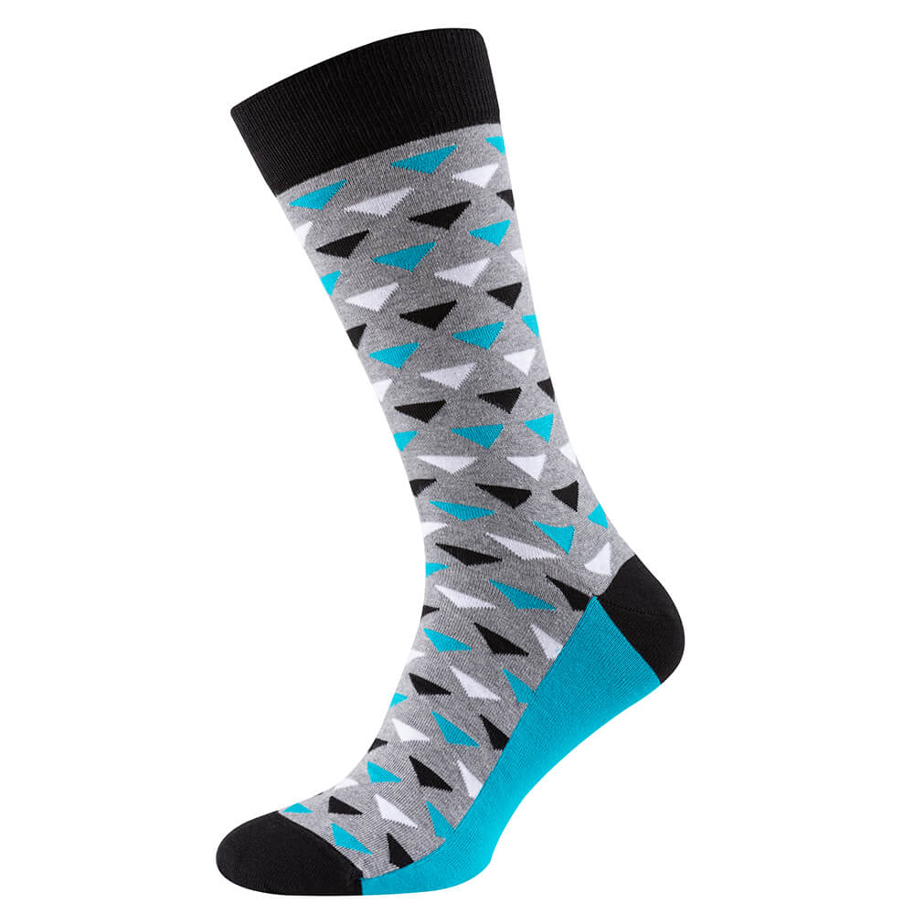 Шкарпетки чоловічі кольорові з бавовни, сіро-бірюзовий трикутник MansSet