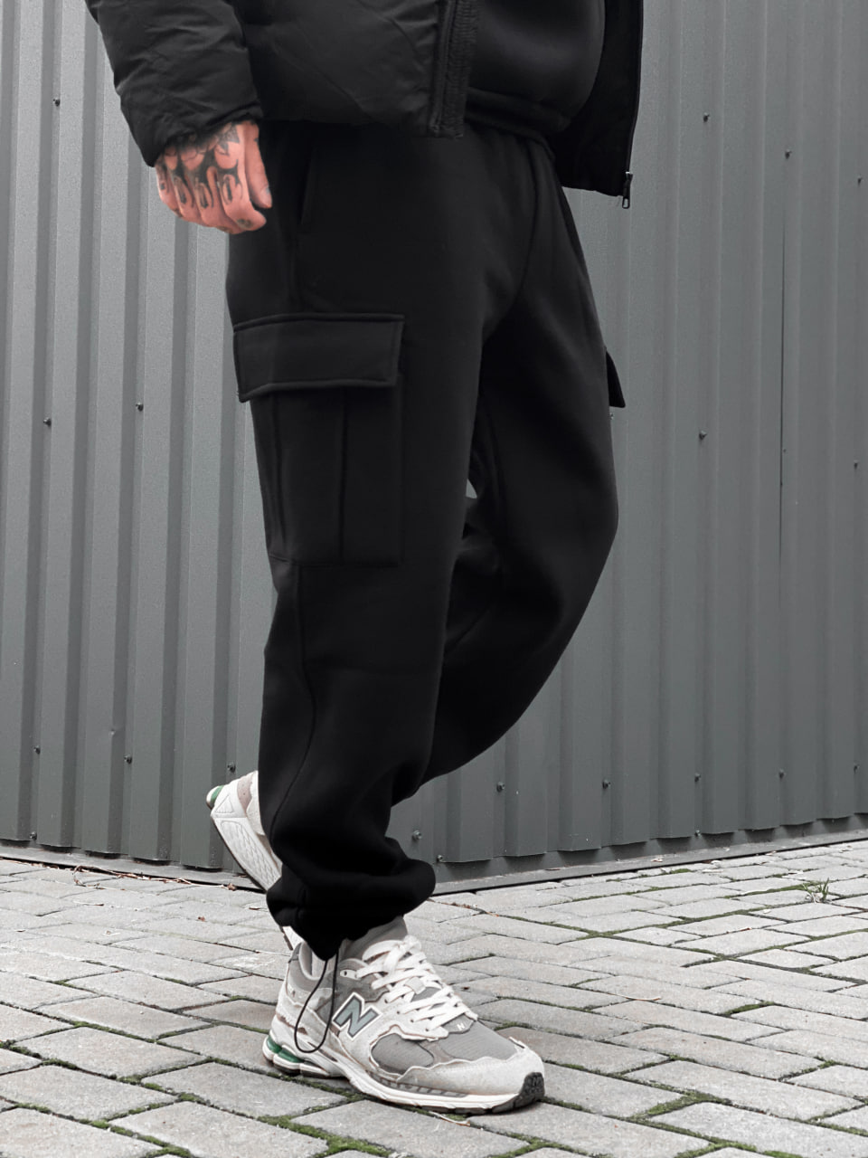 Чоловічі теплі спортивні штани з начосом Reload Active чорні/ Трикотажні штани флісові з карманами