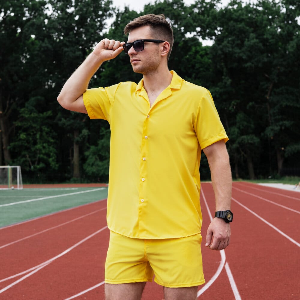 Чоловіча сорочка з коротким рукавом жовта Pobedov Dejavu POBEDOV - Фото 1