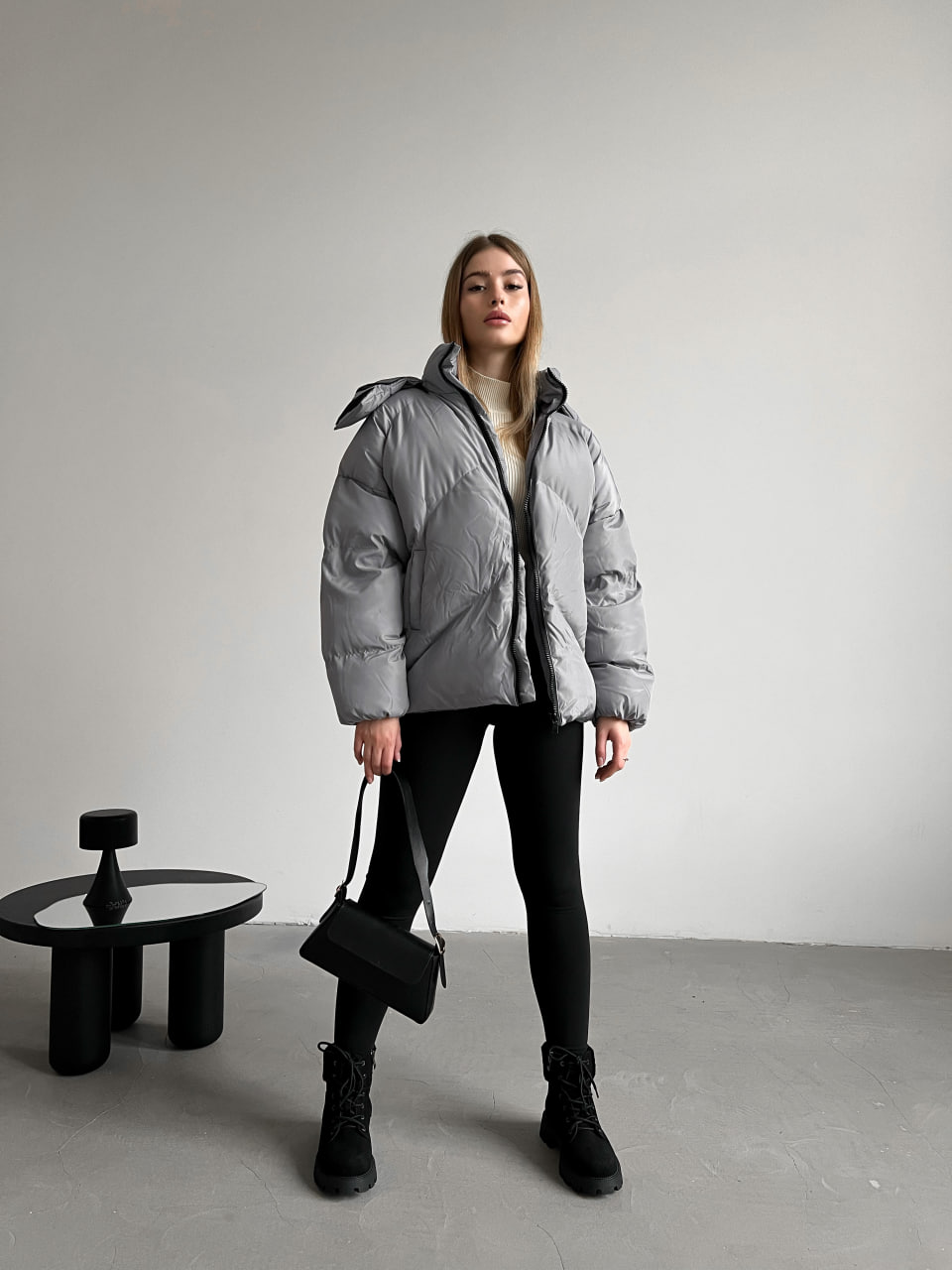 Жіноча зимова куртка пуховик оверсайз Reload - Quadro W темно-сіра - Фото 7
