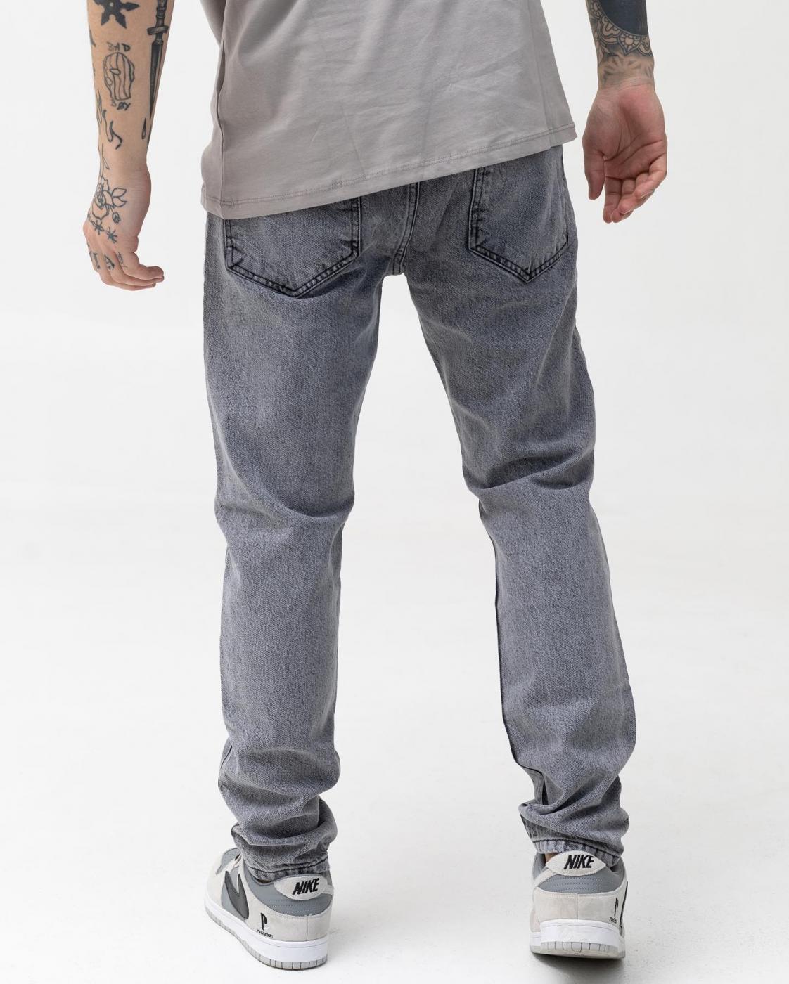 Базові сірі джинси BEZET Basic із порізами - Фото 2