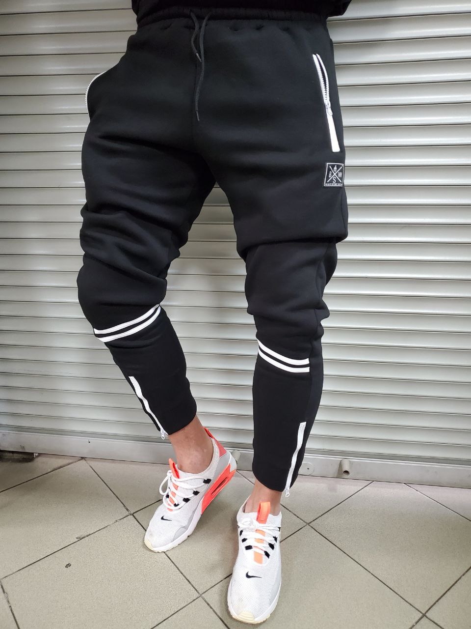 Спортивные брюки мужские тонкие черно-серые B.S.W - Фото 3