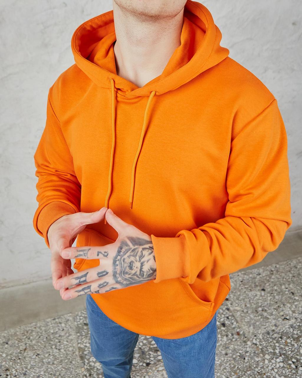 Худі чоловічий помаранчевий без принта від бренду ТУР TURWEAR - Фото 4